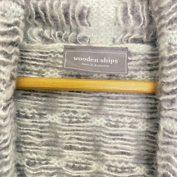 Wooden Ships Gray Mohair Wool Blend Open Front Cardigan Sweater - Picture 2 of 9